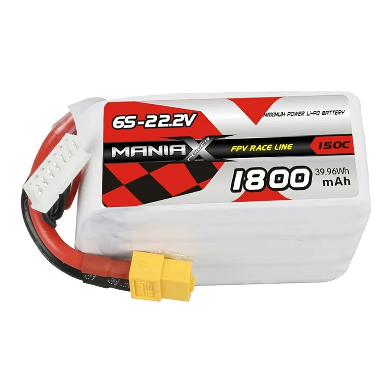 6S-22.2V 1800mAh 150C FPV Racing Lipo-batteri